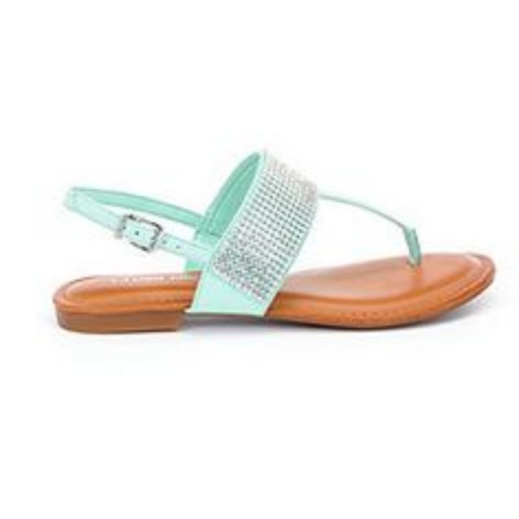 NWOT: (SZ:6) aqua rhinestone sandals - Picture 3 of 5